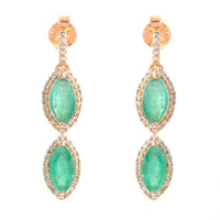 2.24 Ct Marquise Mixed Cut Natural Emerald 14K Gold Earrings