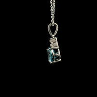 3.18 Ct Oval Blue Topaz, White Zircon 925 Sterling Silver Pendant