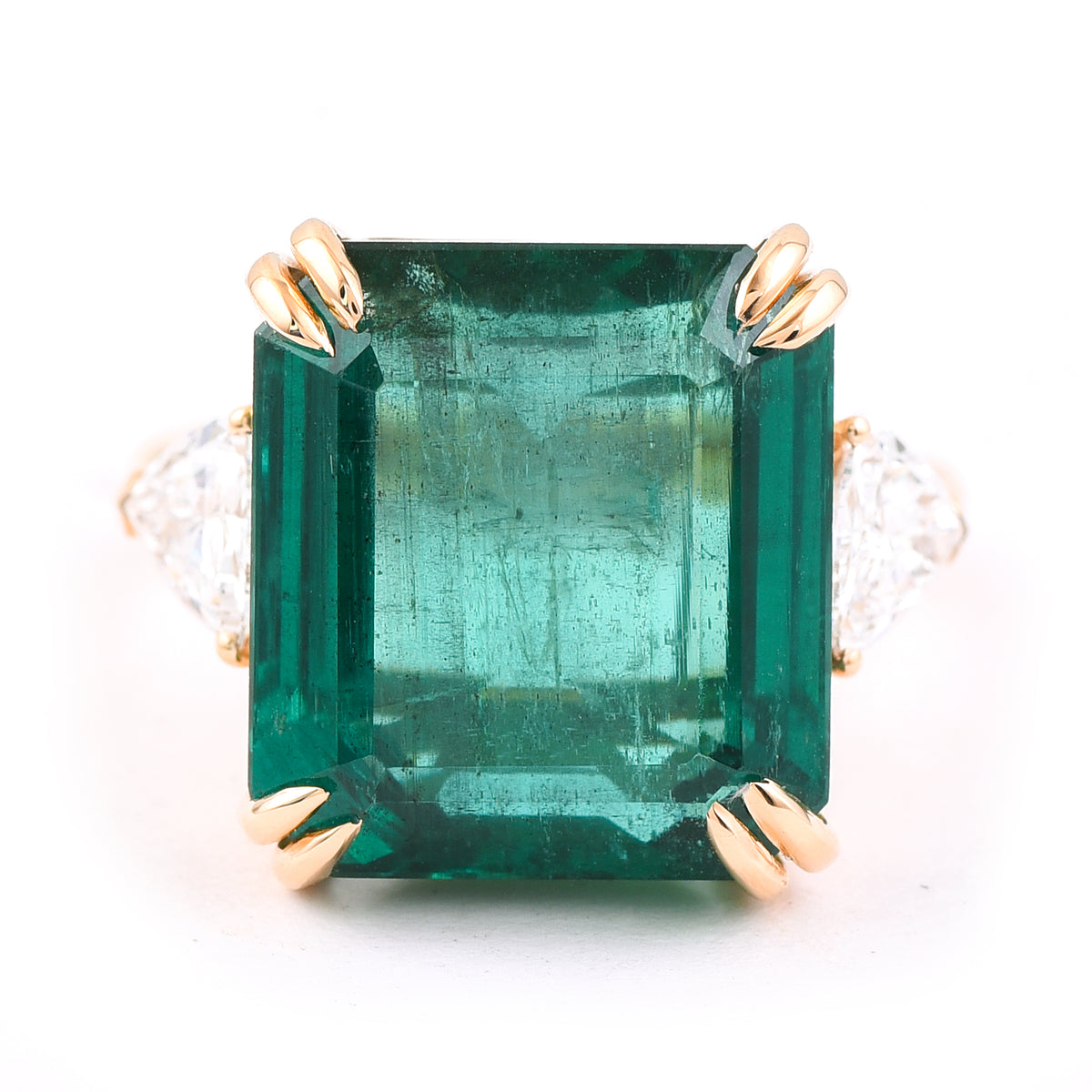 18.99 Ct Octagonal Step Cut Natural Beryl Emerald 18K Gold Ring