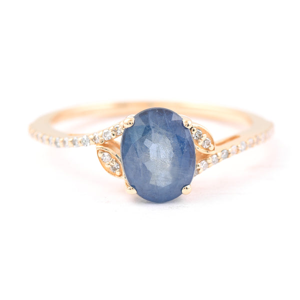 1.99 Ct Oval Mixed Cut Natural Sapphire 14K Gold Ring