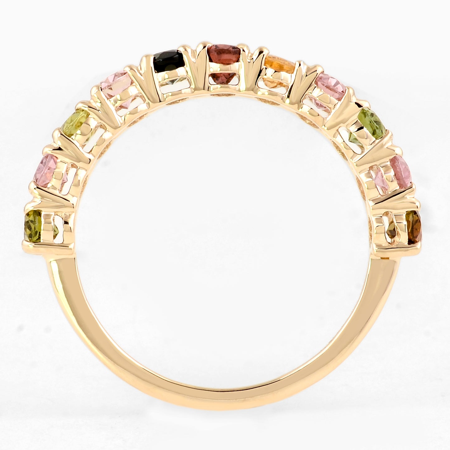 2.19 Ct Oval Multi Tourmaline 14K Gold Ring