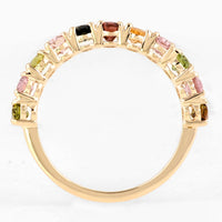 2.19 Ct Oval Multi Tourmaline 14K Gold Ring