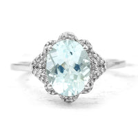 1.97 Ct Oval Mixed Cut Natural Aquamarine 950 Platinum Ring