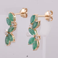 1.46 Ct Marquise Natural Emerald 14K Gold Earrings