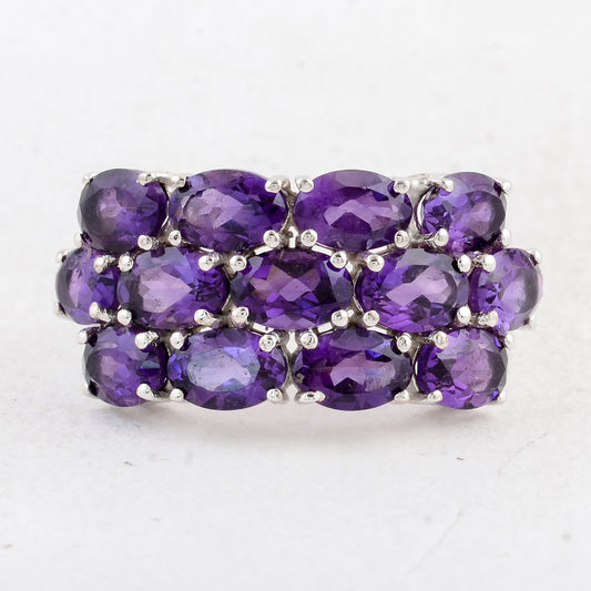 5.43 Ct Oval Amethyst 925 Sterling Silver Ring
