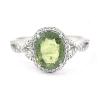 2.62 Ct Oval Mixed Cut Natural Green Sapphire 950 Platinum Ring