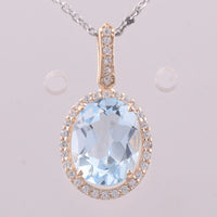 2.26 Ct Oval Blue Topaz 9K Gold Pendant