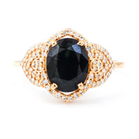 2.21 Ct Oval Mixed Cut Natural Sapphire 14K Gold Ring