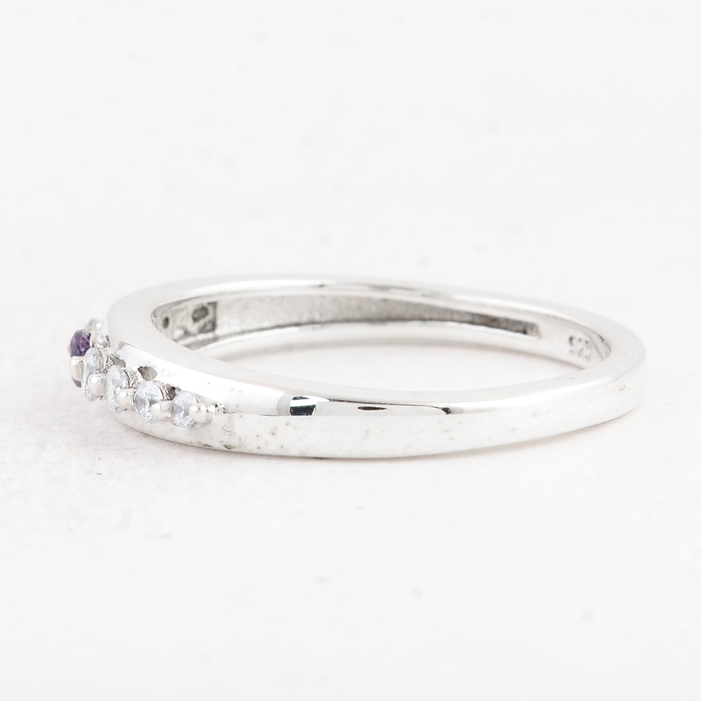 0.38 Ct Round Amethyst 925 Sterling Silver Ring