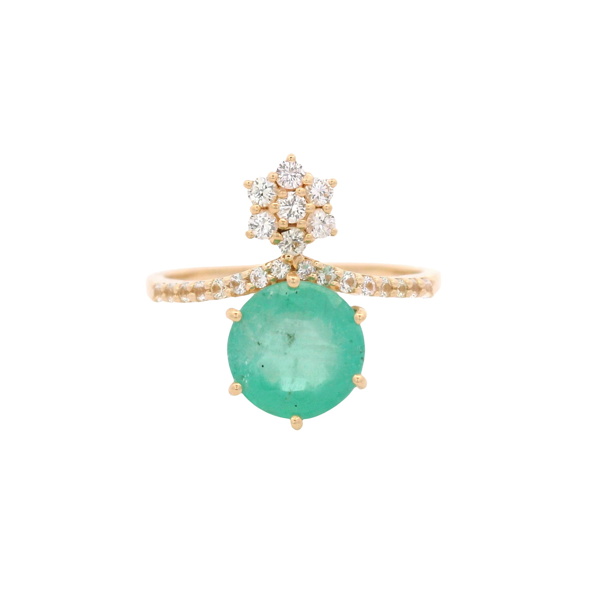 2.52 Ct Round Emerald 14K Gold Ring