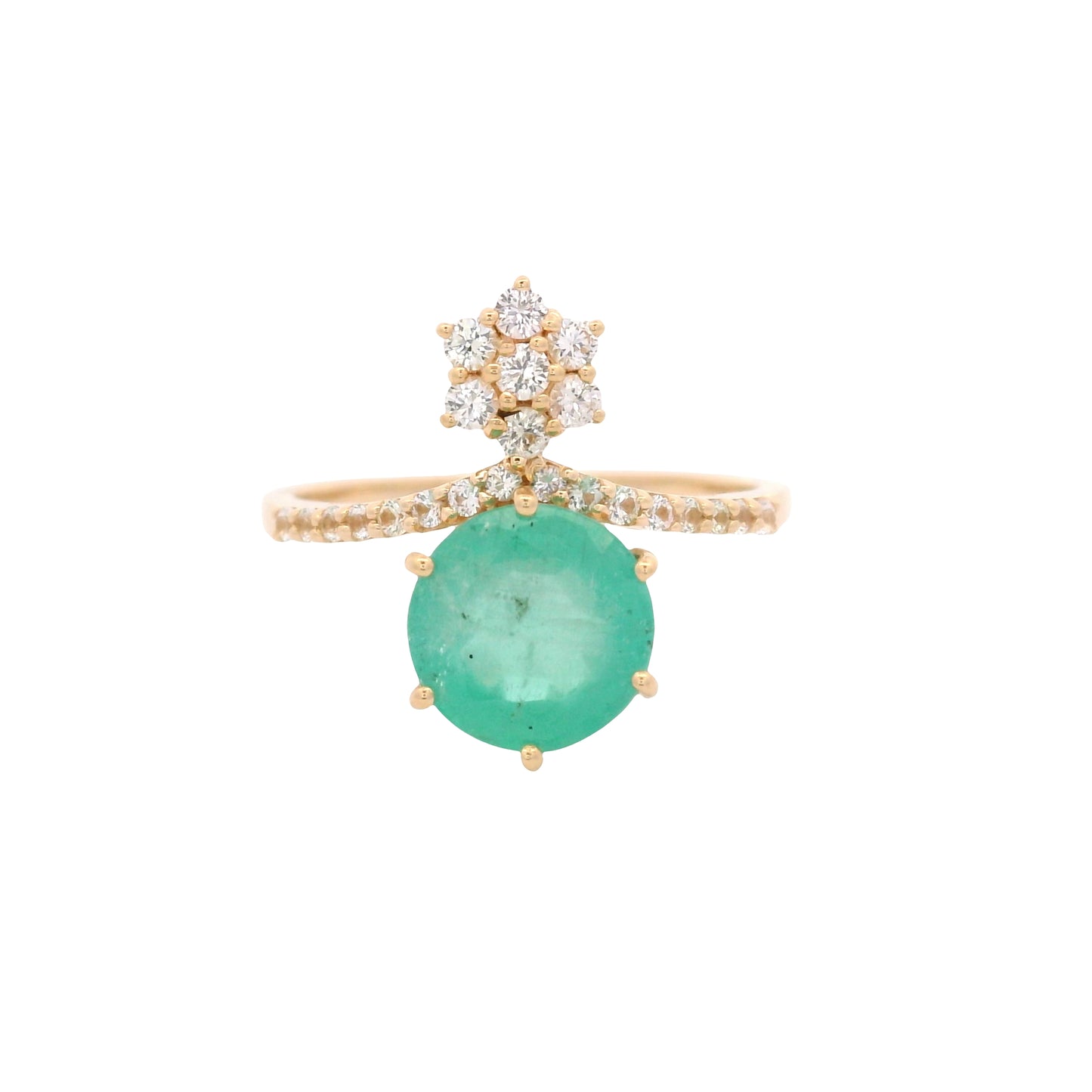 2.52 Ct Round Emerald 14K Gold Ring