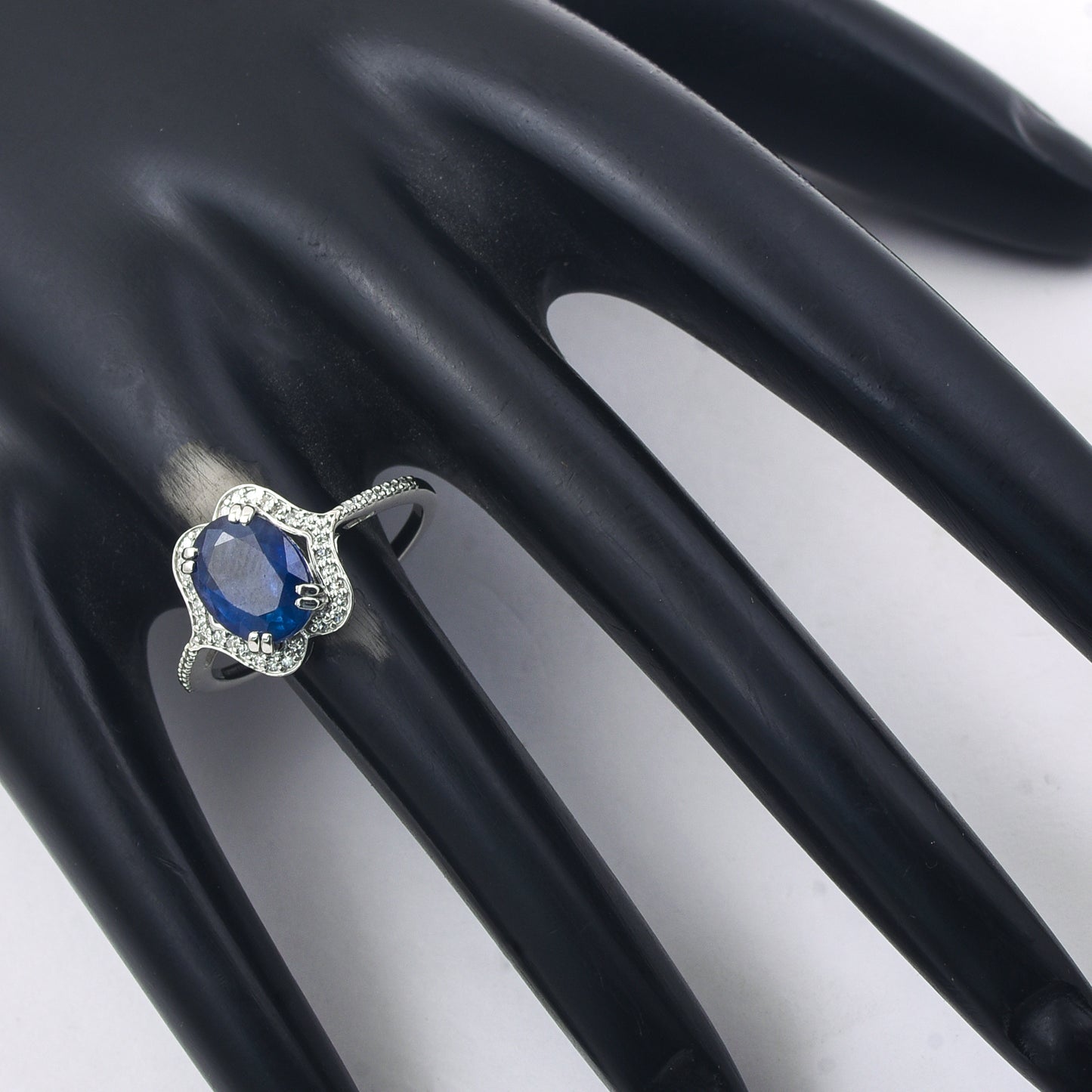 2.90 Ct Oval Mixed Cut Natural Sapphire 950 Platinum Ring