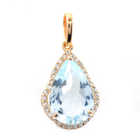 2.41 Ct Pear Mixed Cut Natural Aquamarine 14K Gold Pendant