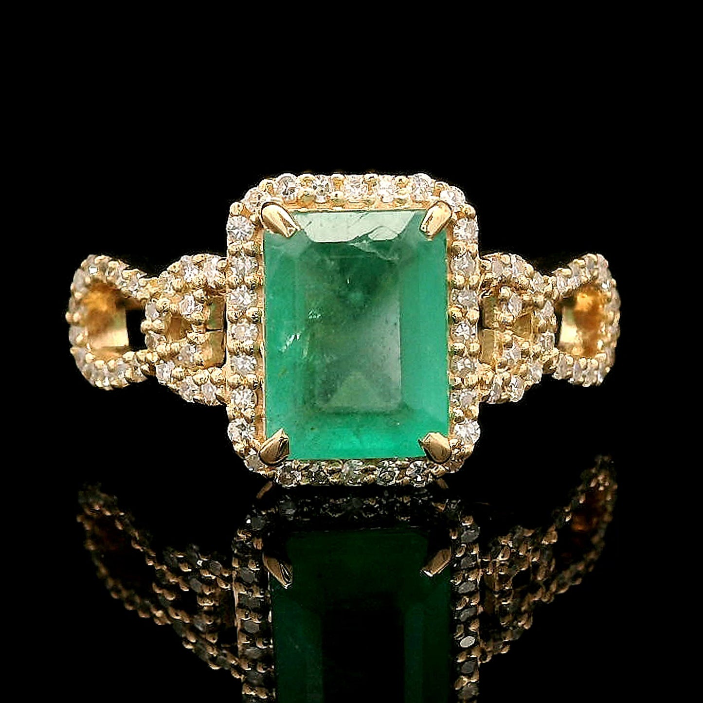 1.80 Ct Octagon Step Cut Natural Emerald 14K Gold Ring