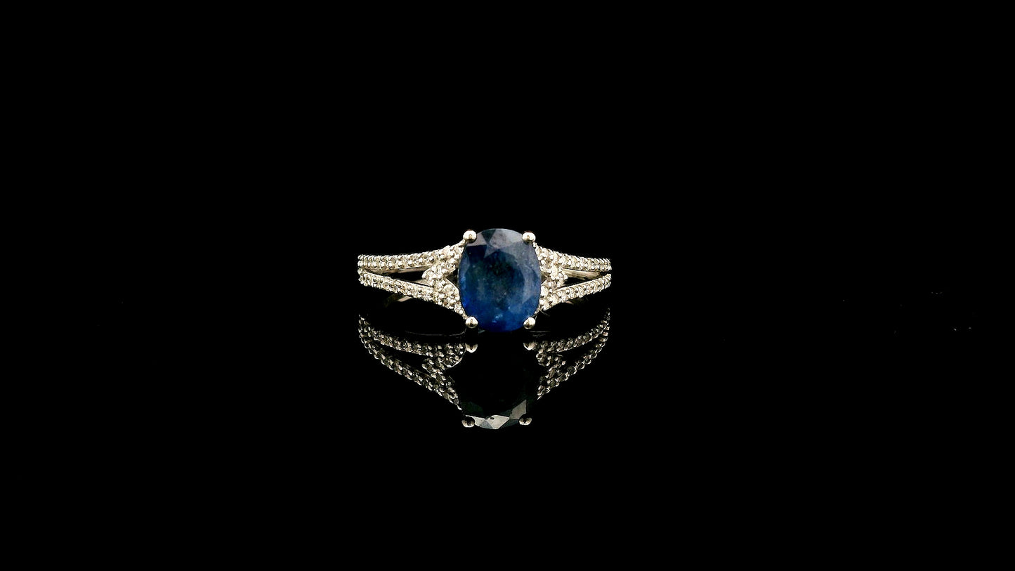 1.70 Ct Oval Mixed Cut Natural Sapphire 950 Platinum Ring