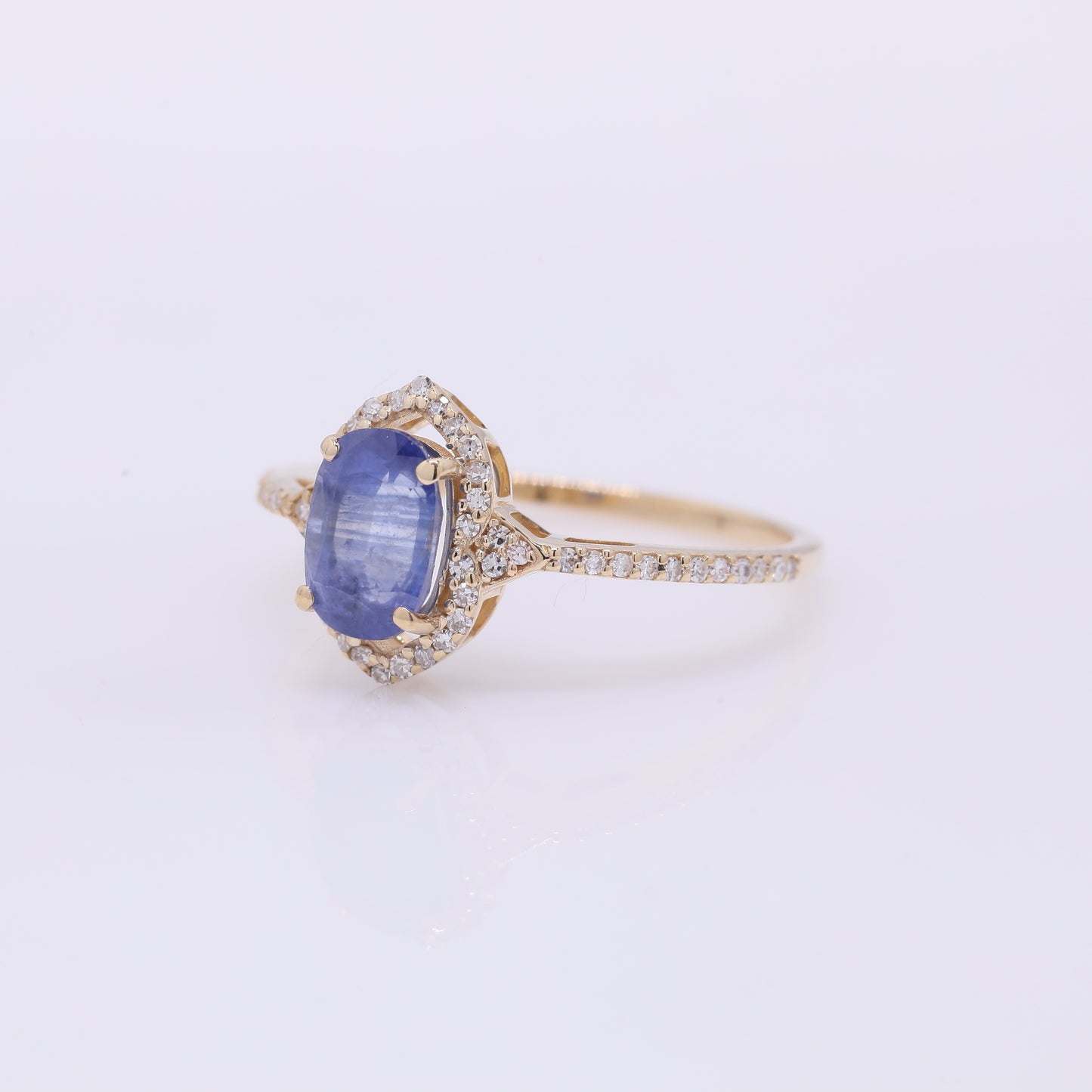 1.77 Ct Cushion Mixed Cut Natural Sapphire 14K Gold Ring