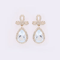 2.53 Ct Pear Mixed Cut Natural Aquamarine 14K Gold Earrings