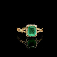 1.46 Ct Octagon Step Cut Natural Emerald 14K Gold Ring