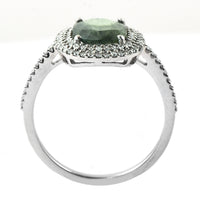 2.41 Ct Cushion Mixed Cut Natural Green Sapphire 950 Platinum Ring