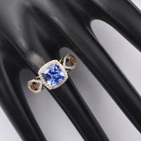 2.32 Ct Cushion Mixed Cut Natural Tanzanite 14K Gold Ring