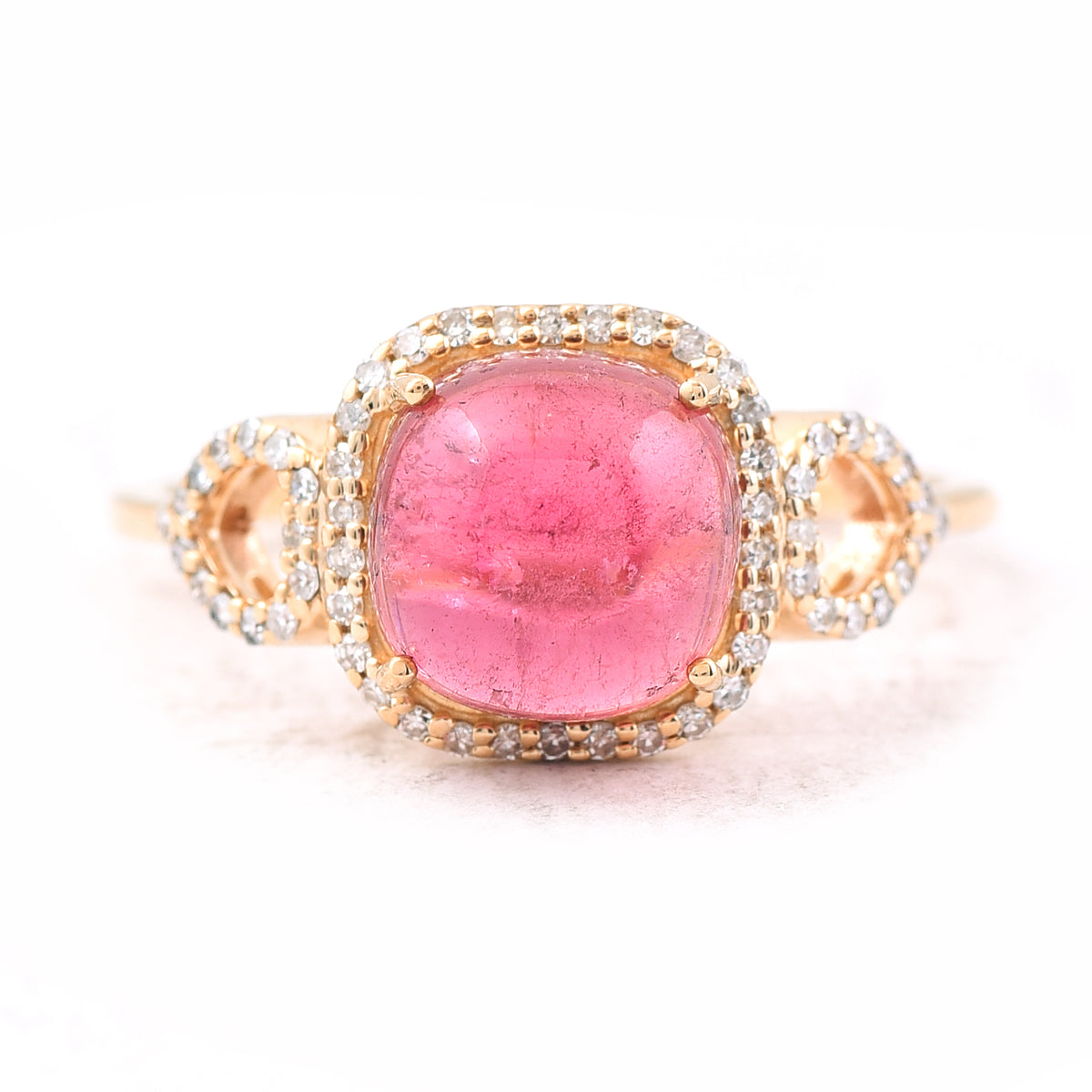 3.18 Ct Oval Cabochon Cut Natural Tourmaline 14K Gold Ring