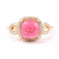 3.18 Ct Oval Cabochon Cut Natural Tourmaline 14K Gold Ring