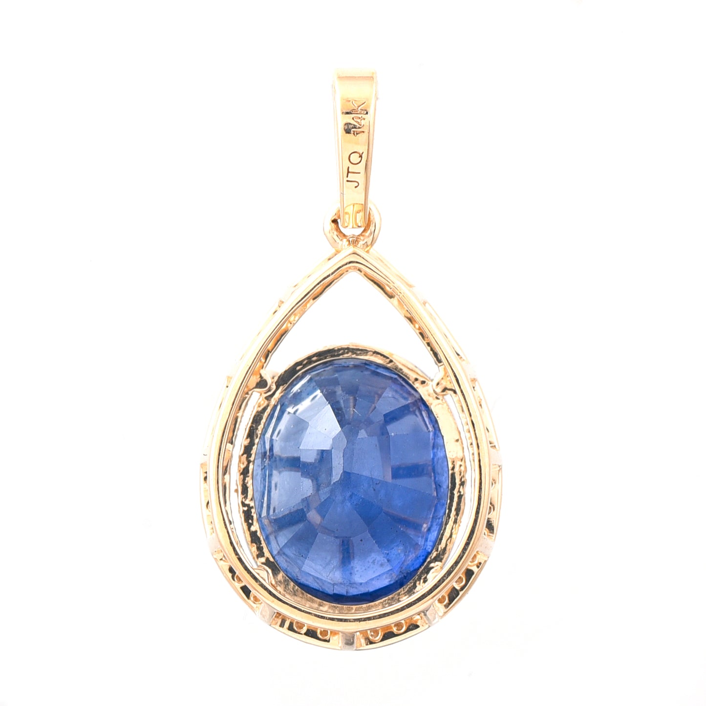 6.18 Ct Oval Mixed Cut Natural Sapphire 14K Gold Pendant