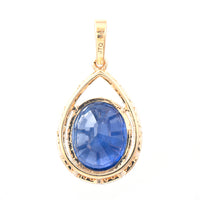 6.18 Ct Oval Mixed Cut Natural Sapphire 14K Gold Pendant