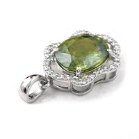 2.72 Ct Oval Mixed Cut Natural Green Sapphire 950 Platinum Pendant
