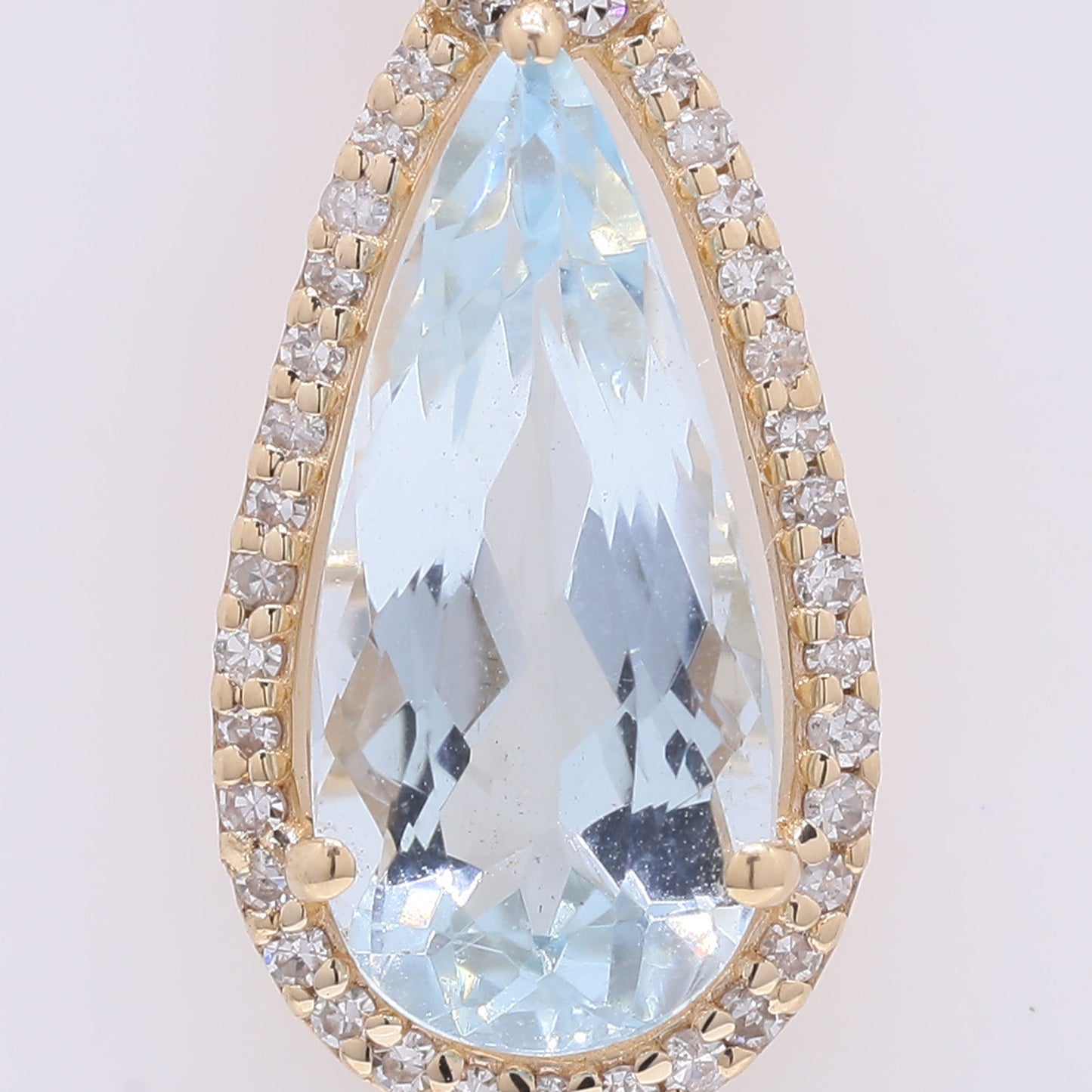 1.93 Ct Pear Mixed Cut Natural Aquamarine 14K Gold Pendant