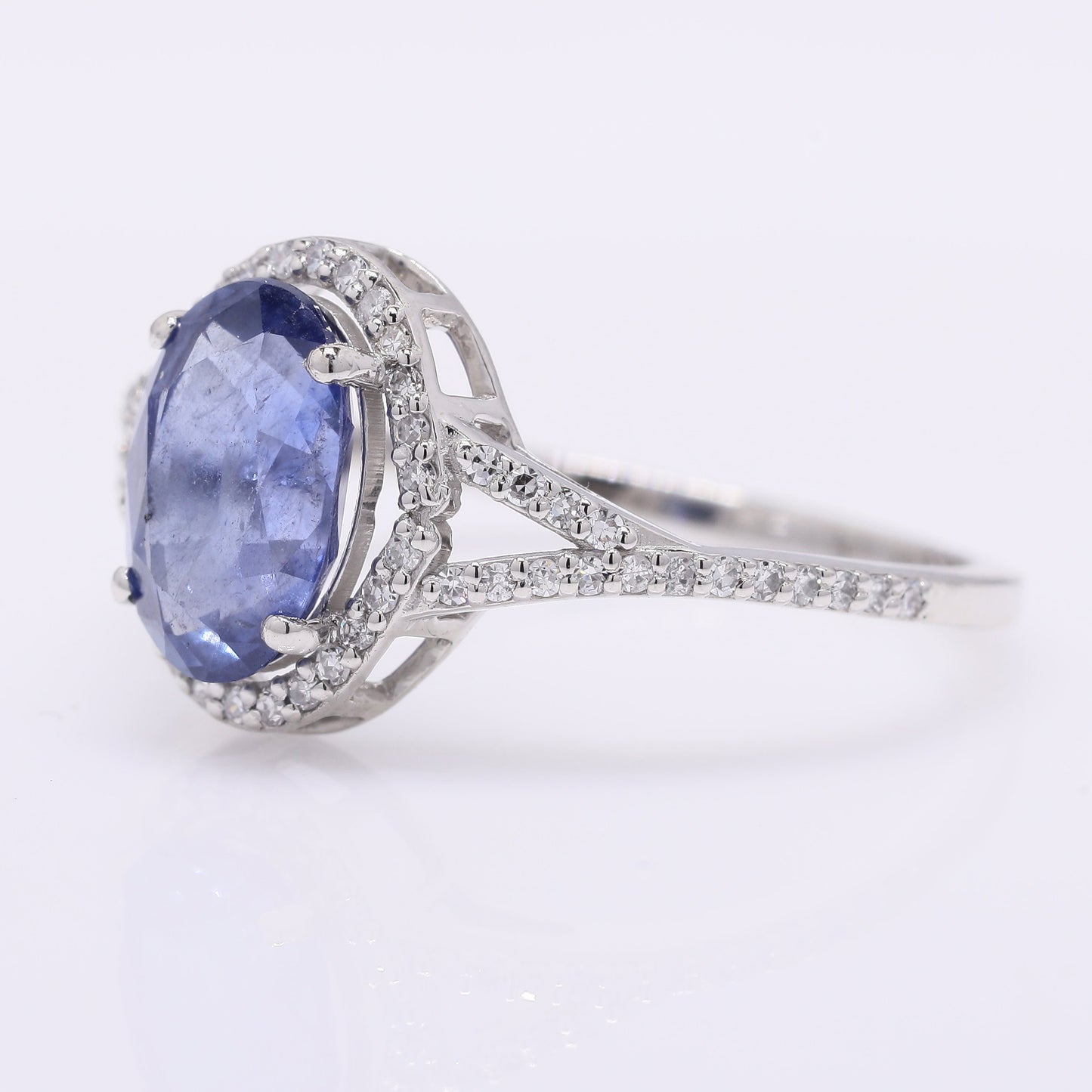 2.21 Ct Oval Mixed Cut Natural Sapphire 950 Platinum Ring