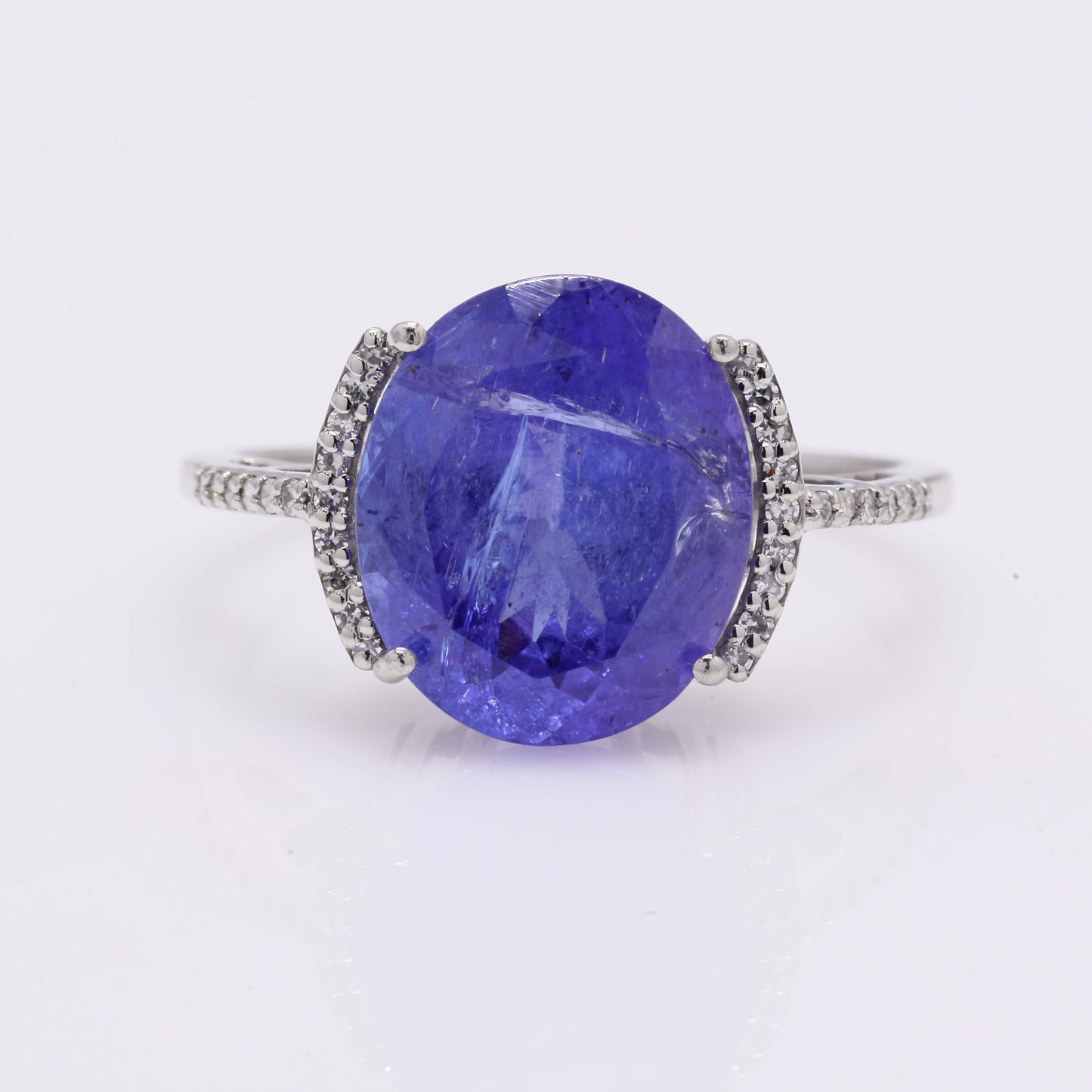 5.56 Ct Oval Mixed Cut Natural Tanzanite 950 Platinum Ring