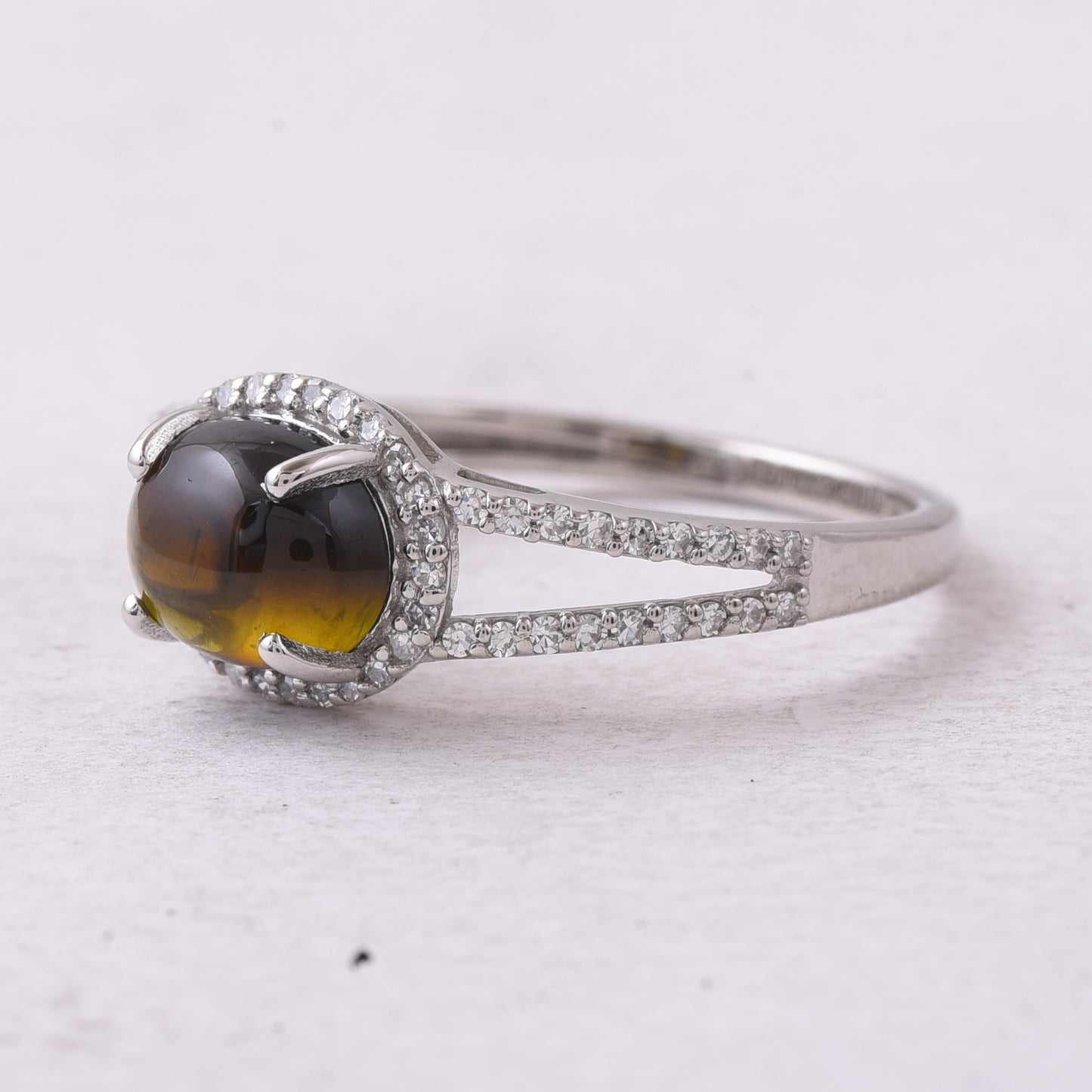 1.71 Ct Oval Cabochon Cut Natural Tourmaline 950 Platinum Ring
