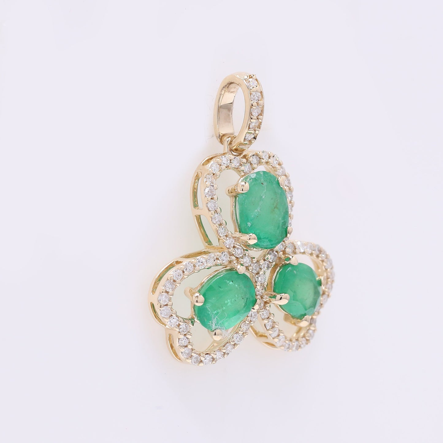 1.65 Ct Oval Mixed Cut Natural Emerald 14K Gold Pendant