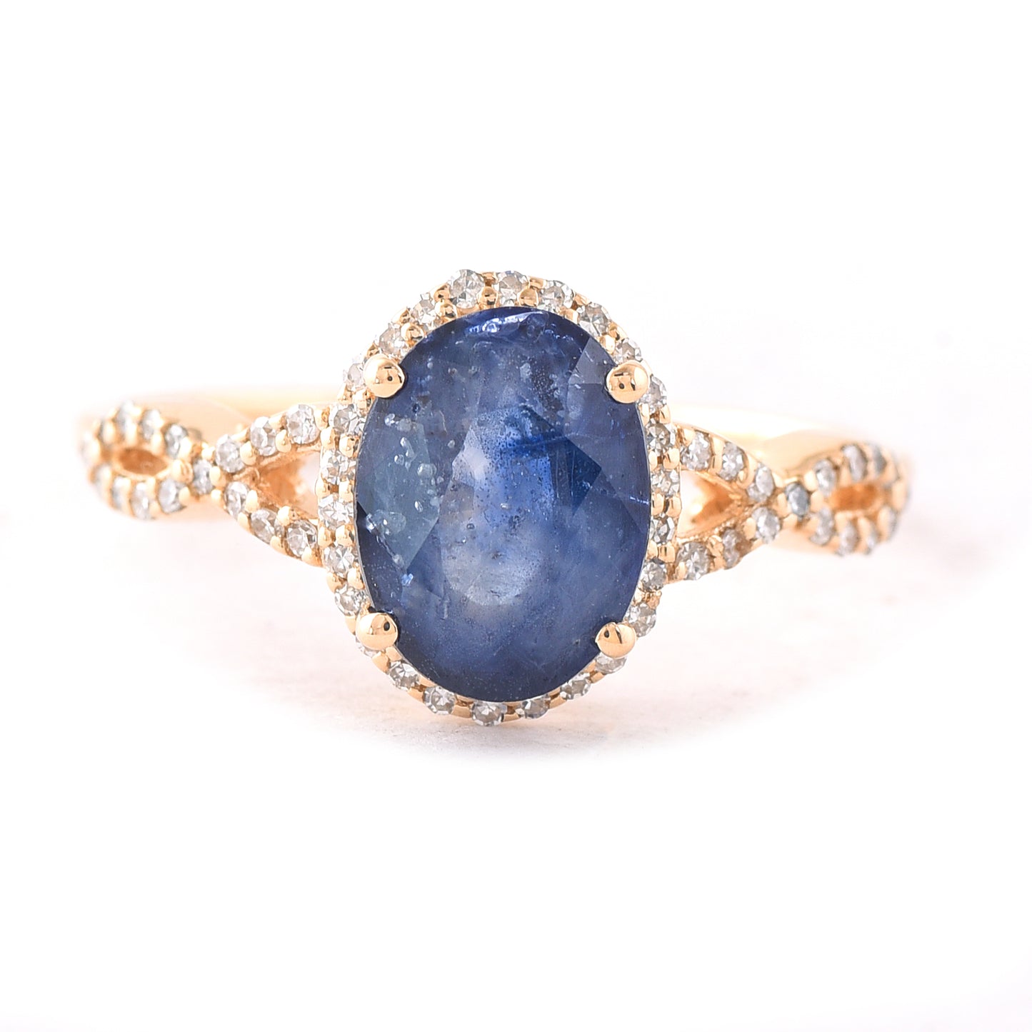 2.51 Ct Oval Mixed Cut Natural Sapphire 14K Gold Ring