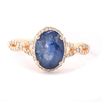 2.51 Ct Oval Mixed Cut Natural Sapphire 14K Gold Ring
