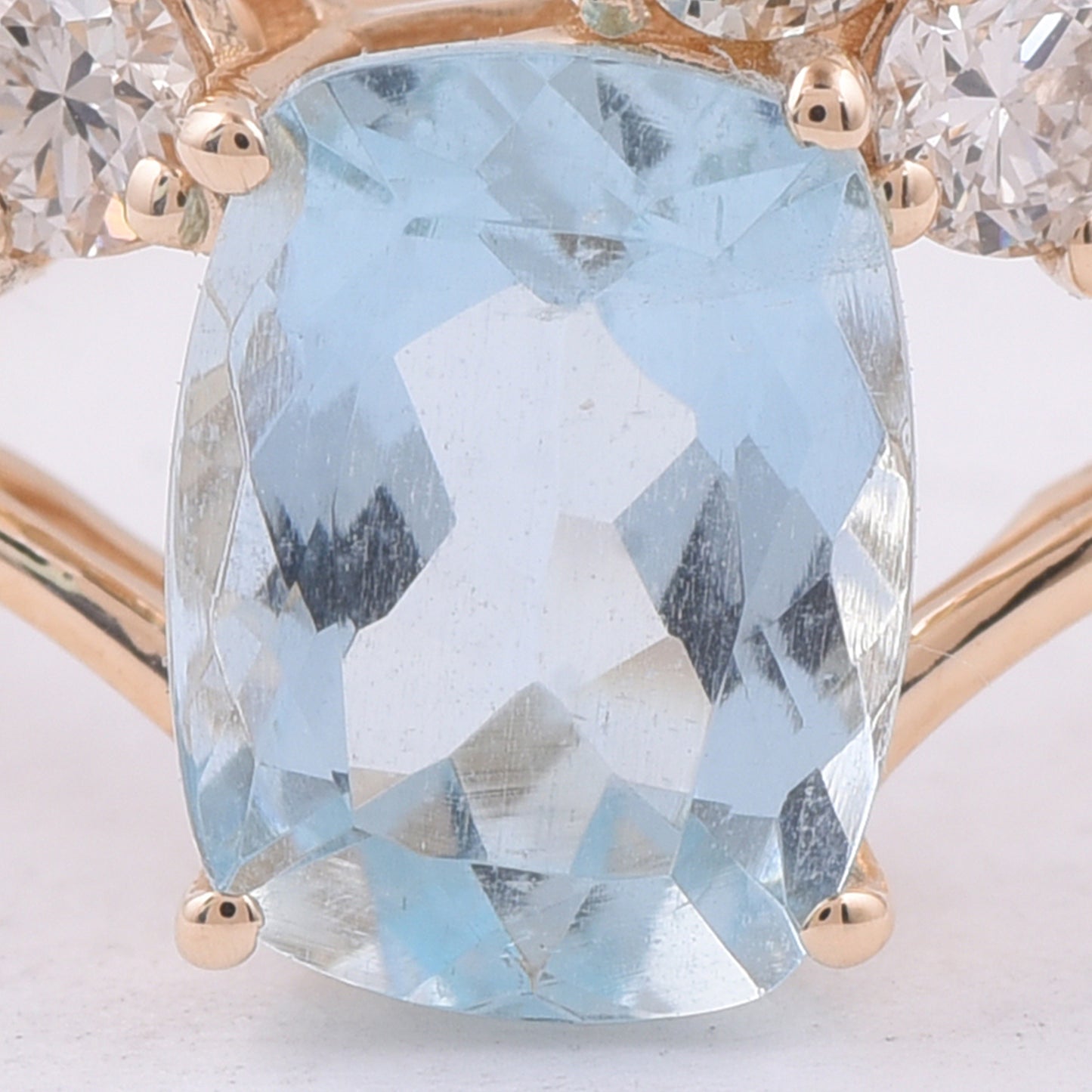 1.54 Ct Cushion Natural Aquamarine 14K Gold Ring