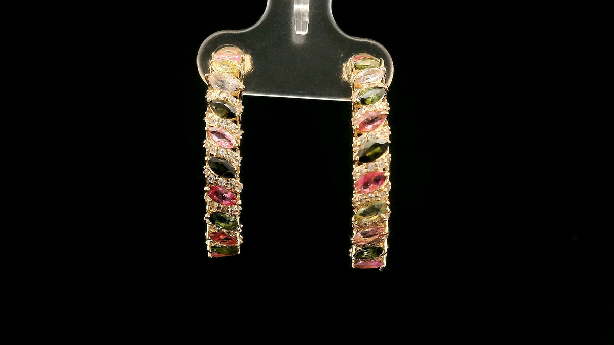 2.22 Ct Marquise Tourmaline 14K Gold Earrings