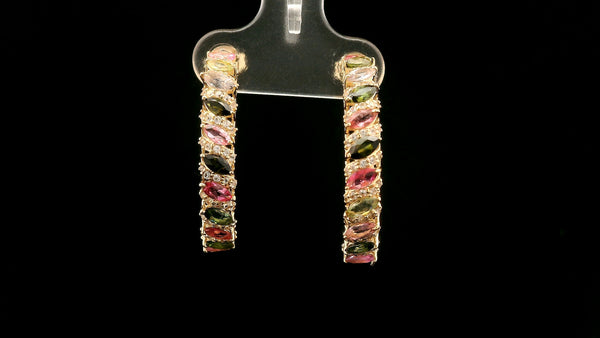 2.22 Ct Marquise Tourmaline 14K Gold Earrings
