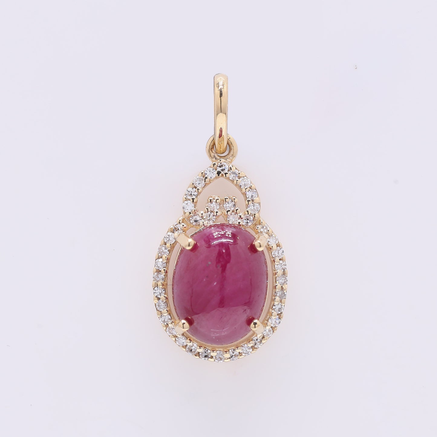 3.10 Ct Oval Cabochon Cut Natural Ruby 14K Gold Pendant