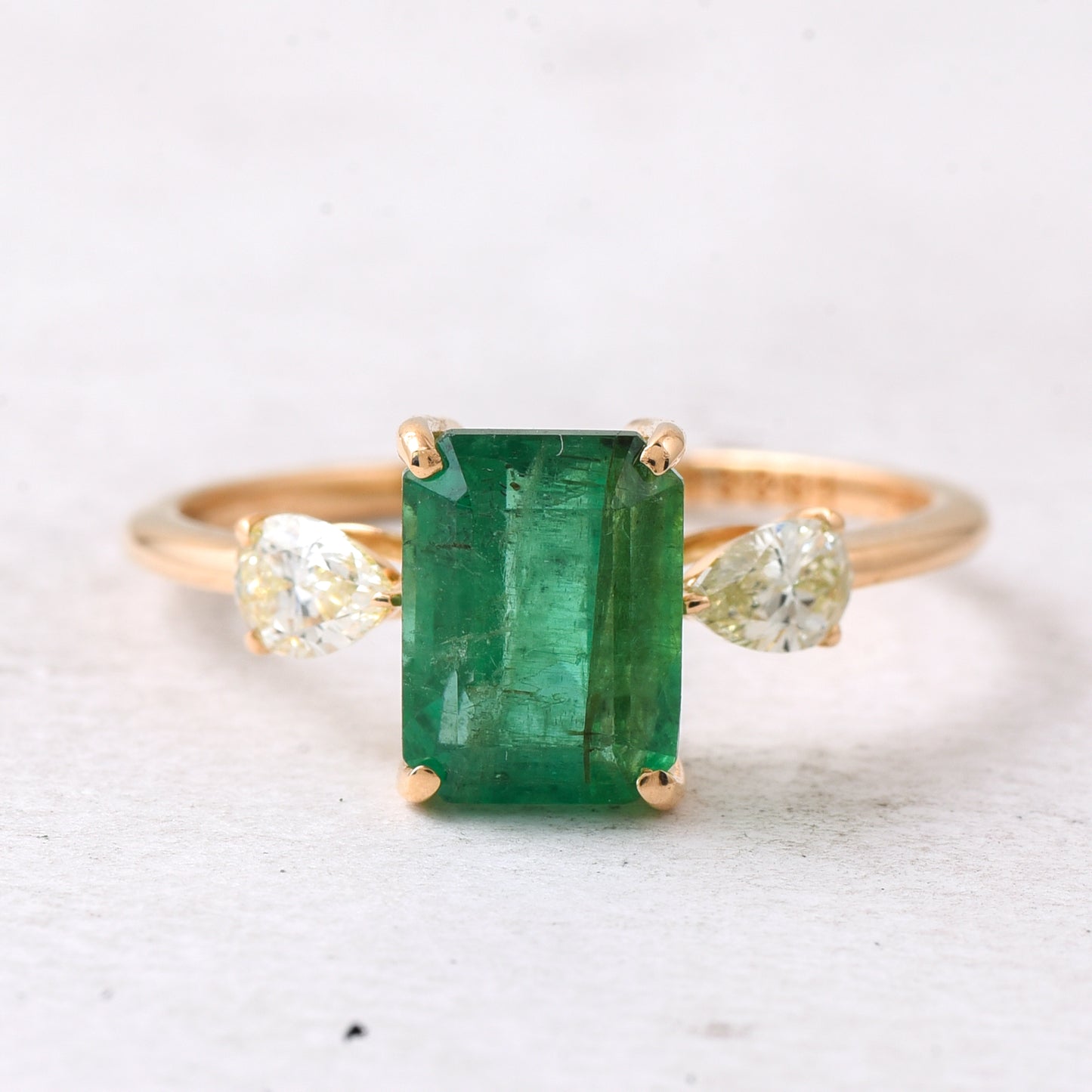 2.48 Ct Octagon Step Cut Natural Emerald 14K Gold Ring