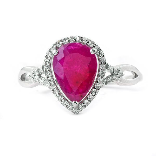 1.60 Ct Pear Mixed Cut Natural Ruby 950 Platinum Ring