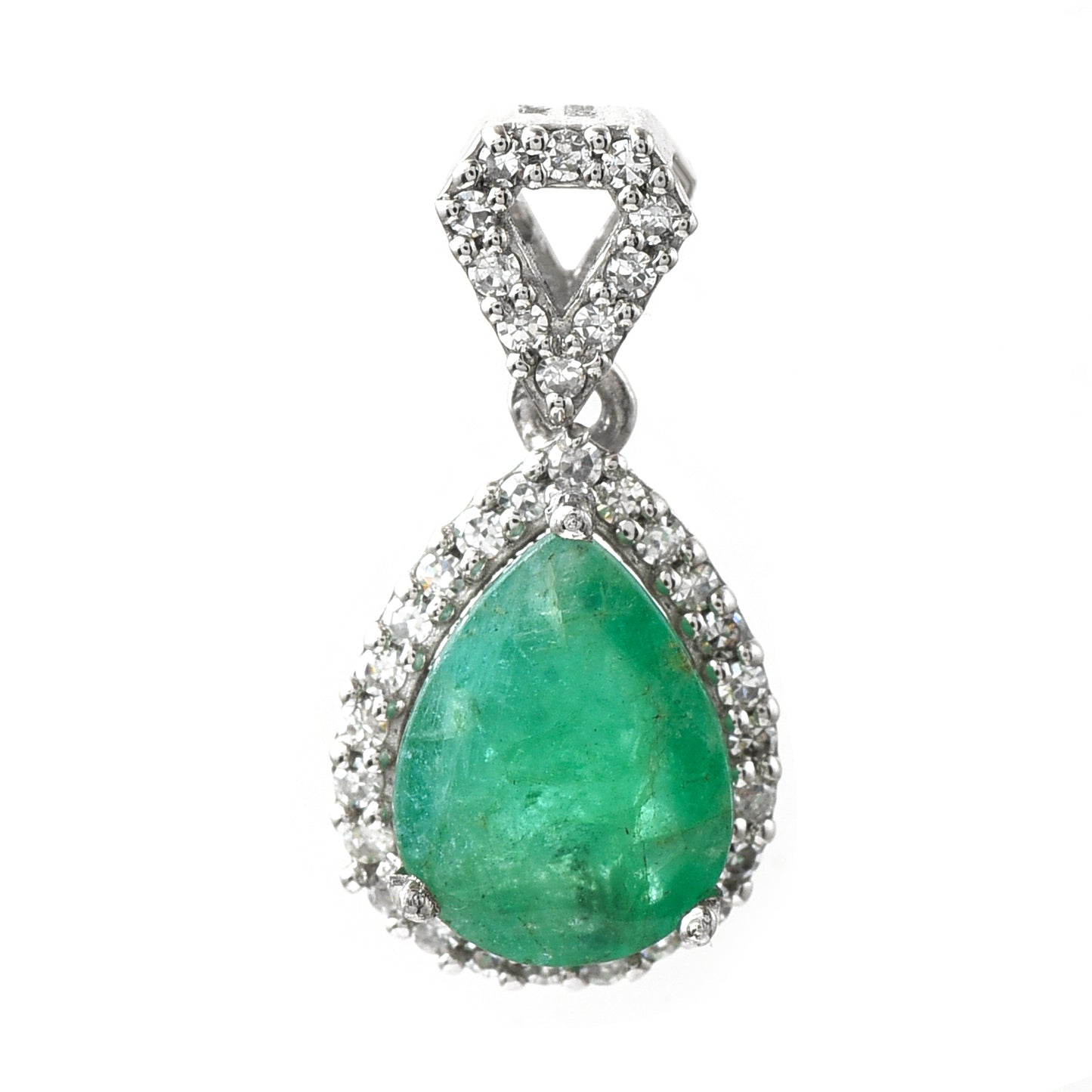 1.05 Ct Pear Emerald 950 Platinum Pendant