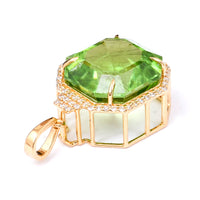 10.39 Ct Octagon Natural Eridot 14K Gold Pendant