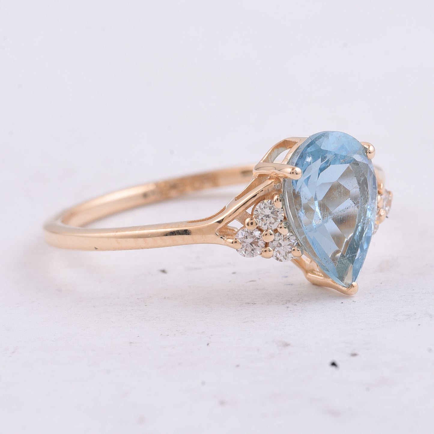 1.38 Ct Pear Natural Aquamarine 14K Gold Ring