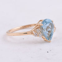 1.38 Ct Pear Natural Aquamarine 14K Gold Ring