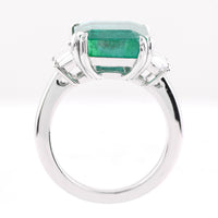 8.78 Ct Octagon Step Cut Natural Beryl Emerald 950 Platinum Ring