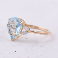 2.45 Ct Pear Natural Aquamarine 14K Gold Ring