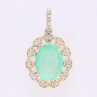 2.13 Ct Oval Mixed Cut Natural Emerald 14K Gold Pendant