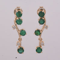 1.23 Ct Round Natural Emerald 14K Gold Earrings